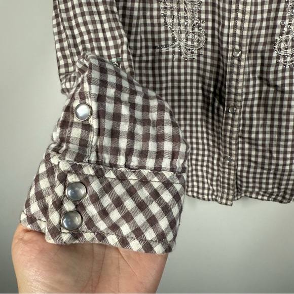 Miss Me Flannel Brown and White Plaid Button Down Shirt - Picture 8 of 8